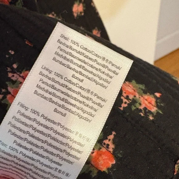 Damson Madder Elsie quilted rose print tie front jacket in black - Picture 8 of 10